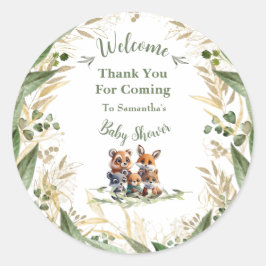 森の中：赤ちゃんシャワーありがとう ラウンドシール