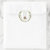 森の中:赤ちゃんシャワーありがとう ラウンドシール (バッグ)