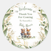 森の中:赤ちゃんシャワーありがとう ラウンドシール (正面)