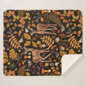 森の中/黒い秋の鹿 シェルパブランケット (正面(横))