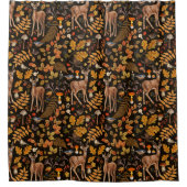 森の中/黒い秋の鹿 シャワーカーテン (正面)