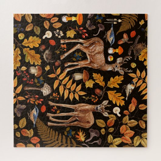 森の中/黒い秋の鹿 ジグソーパズル (横)