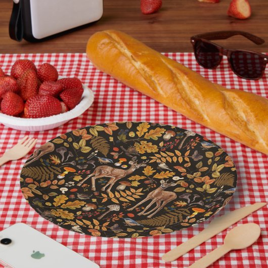 森の中/黒い秋の鹿 ペーパープレート (ピクニック)