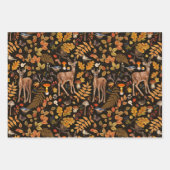 森の中/黒い秋の鹿 ラッピングペーパーシート (正面2)