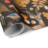 森の中/黒い秋の鹿 ラッピングペーパー (ロールコーナー)