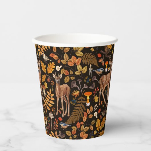 森の中/黒い秋の鹿 紙コップ (正面)