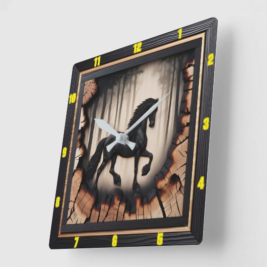 森の乗り物パーソナライズされた:チャールド・ウッド・フリエシア スクエア壁時計 (傾斜)