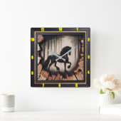 森の乗り物パーソナライズされた:チャールド・ウッド・フリエシア スクエア壁時計 (ホーム)