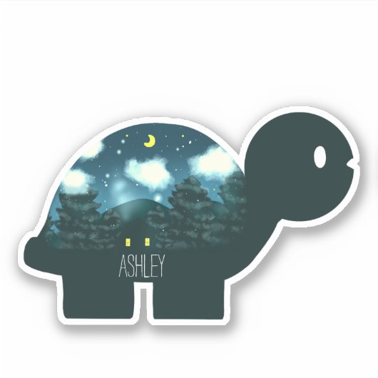 森の亀の夜空キャビン シール (正面)