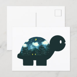 森の亀の夜空キャビン ポストカード