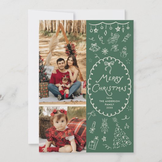 森の予測できな緑の手がクリスマスに引っ張り シーズンカード (正面)