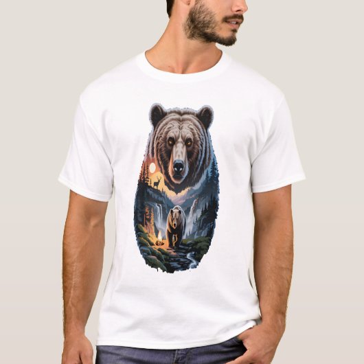 森の二頭の熊 Tシャツ (正面)