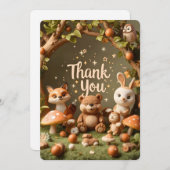 森の仲間たちからの感謝カード - かわいい森のアニ サンキューカード (正面/裏面)