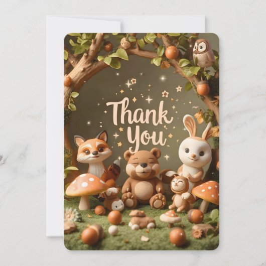森の仲間たちからの感謝カード - かわいい森のアニ サンキューカード (正面)