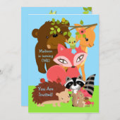 森の仲間たち カスタム ウッドランド 誕生日招待状 招待状 (正面/裏面)