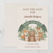 森の仲間たち ベビーシャワー Save the Date 招待状 (正面/裏面)