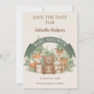森の仲間たち ベビーシャワー Save the Date 招待状