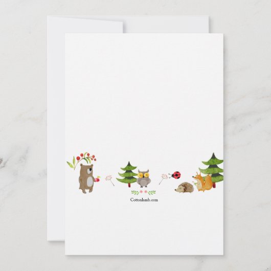 森の仲間の写真誕生のお知らせ 案内状 (裏面)