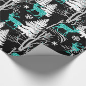 森の休日の包装紙の青いトナカイ ラッピングペーパー (角)