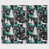 森の休日の包装紙の青いトナカイ ラッピングペーパー (フラット)