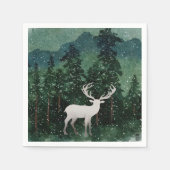 森の伝統的中のメリークリスマスのトナカイ スタンダードカクテルナプキン (正面)