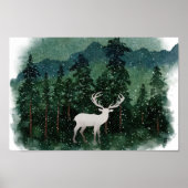 森の伝統的中のメリークリスマスのトナカイ ポスター (正面)