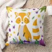 森の保育園の少年にぴったりなかわいいカラフルなアライグマ クッション (ブランケット)