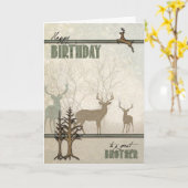 森の兄弟の誕生日のシカ カード (黄色い花)