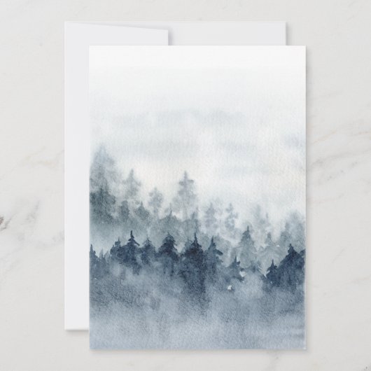 森の冒険が水の色ベビーシャワーを開始 招待状 (裏面)