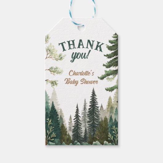 森の冒険が赤ちゃんシャワーを待ってくれてありがとう ギフトタグ (正面)