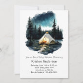 森の冒険でのキャンプが赤ちゃんのシャワーを待つ 招待状 (正面)