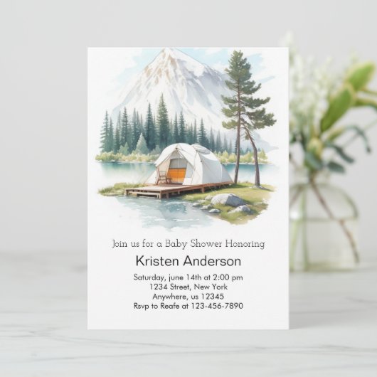 森の冒険で赤ちゃんのシャワーを待つ 招待状 (スタンド正面)