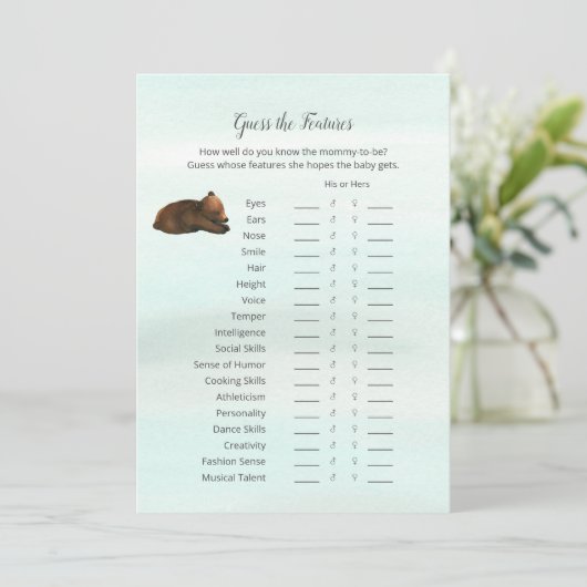 森の冒険のクマ推測の機能ゲームカード 招待状 (スタンド正面)