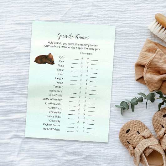 森の冒険のクマ推測の機能ゲームカード 招待状