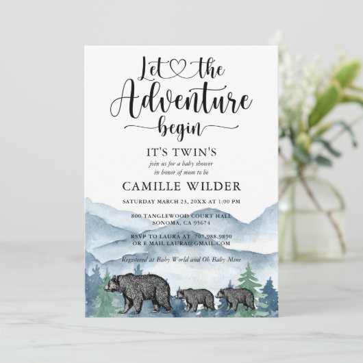 森の冒険の山々が赤ちゃんシャワーを浴びる 招待状 (スタンド正面)