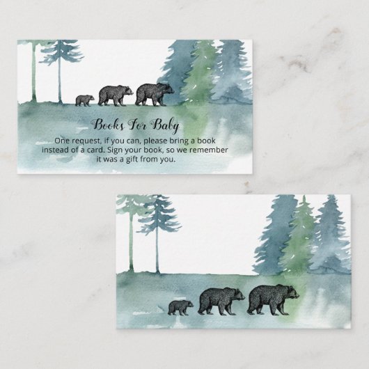 森の冒険の水の色がベビーEの本を支える エンクロージャーカード (正面/裏面)