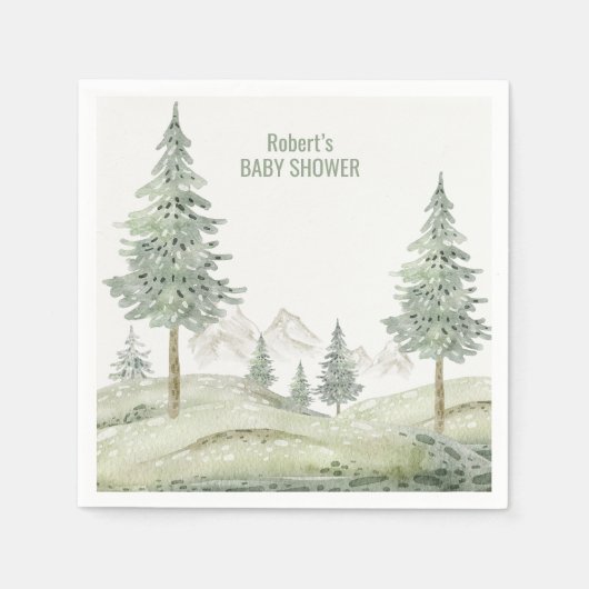 森の冒険はベビシャワーカードを始める スタンダードカクテルナプキン (正面)
