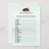 森の冒険は動物の赤ん坊の名前ゲームカードを負担 招待状 (正面)