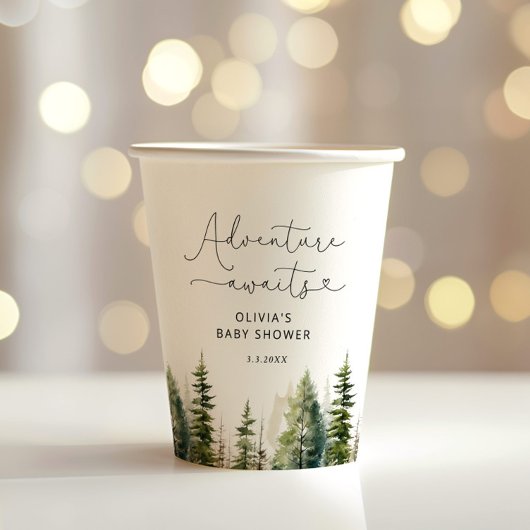 森の冒険は赤ちゃんのシャワーを待っている 紙コップ