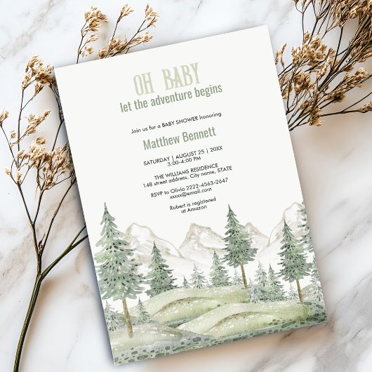 森の冒険は赤ちゃんシャワーの招待を開始 招待状