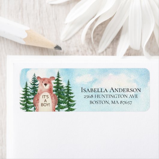 森の冒険ベアー男の子 ラベル (インサイチュ)