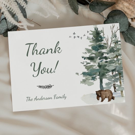 森の冒険ボーイベビーベイビーシャワーありがとう サンキューカード