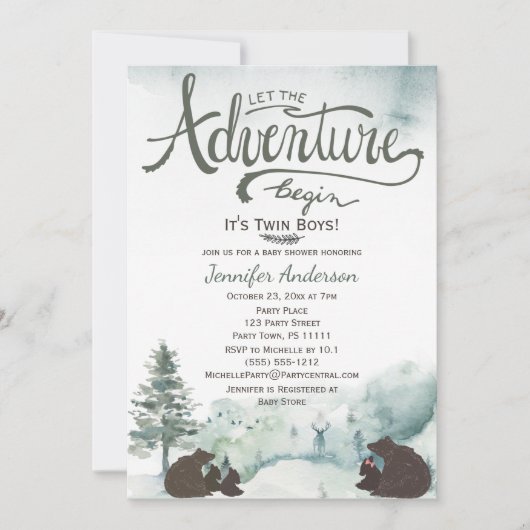 『森の冒険男の子』カントリー·ベアと姉妹 招待状 (正面)