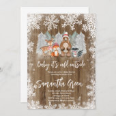 森の冬のベビーシャワー招待状 招待状 (正面/裏面)