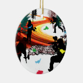森の冬のペイントボール セラミックオーナメント (右)