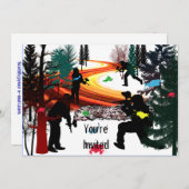 森の冬のペイントボール 招待状 (正面/裏面)