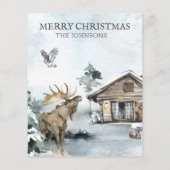 森の冬の木造小屋のクリスマス　予算 (裏面)