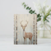 森の冬の鹿 ポストカード (スタンド正面)