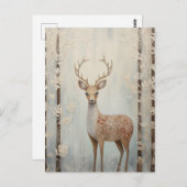 森の冬の鹿 ポストカード (正面/裏面)
