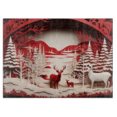 森の冬の3Dトナカイ カッティングボード (正面)